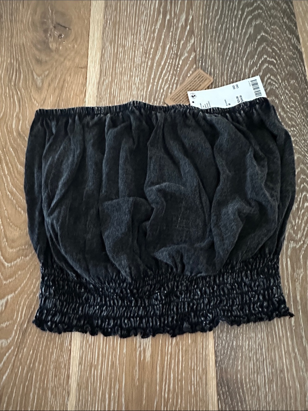 NWT! URBAN OUTFITTERS Washed Out Black Smocked Tube Top, size medium
